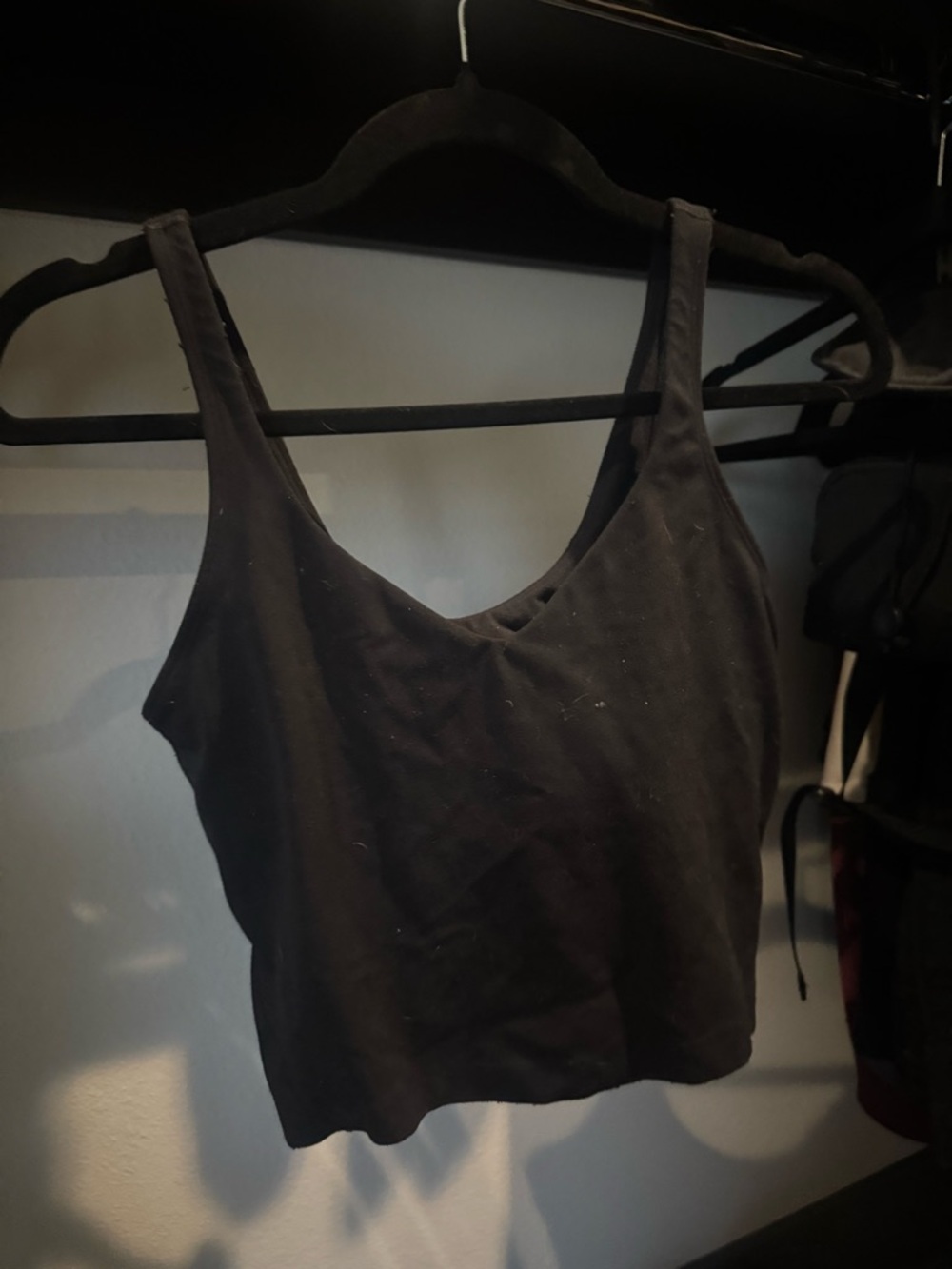 Lululemon Black V-Neck Crop Tank Top - built in bra